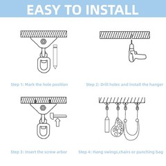 Heavy Duty Hammock Hanging Kit 1000 lb Capacity 360° Swing Hooks