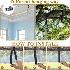 2 Pcs Wood Swing Seat Carbonized Hanging Wood Tree Swing with Adjustable Rope An