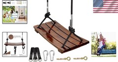 Wood Swing Seat, Anticorrosive 17.7″ Carbonized, 440lb Load, Kids Adults