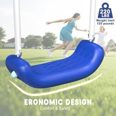 3-in-1 Swing Set for Backyard for Kids 3-8, 550lbs, Heavy Duty Metal A Blue
