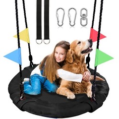 Outdoor Kids Tree Swing – 900D Waterproof Round Flying Saucer with Adjustable Ro