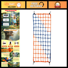 Multi-Colored Climbing Net for Kids – 500 LBS Capacity, Tree House, Wall, Rope B