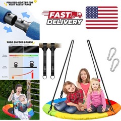 40 Inch Saucer Swing for Kids and Adults 700 Pound Weight Capacity Rainbow Color