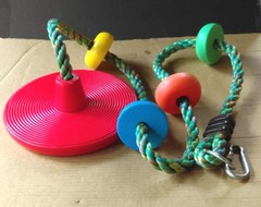 Single Disc Seat and Rainbow Climbing Rope Tree Swing for Kids w/Carabiner