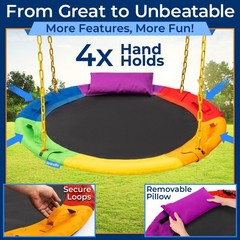 SereneLife 40″ Saucer Swing with Chains – Indoor/Outdoor (Rainbow)