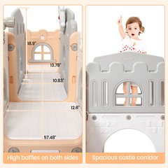 8 in 1 Toddler Slide Indoor Playground Outdoor Playground with Basketball Hoops