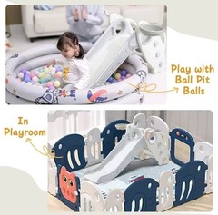 Onasti Kids Slide Toddler Indoor Outdoor Climber Basketball Hoop Grey For 1-3
