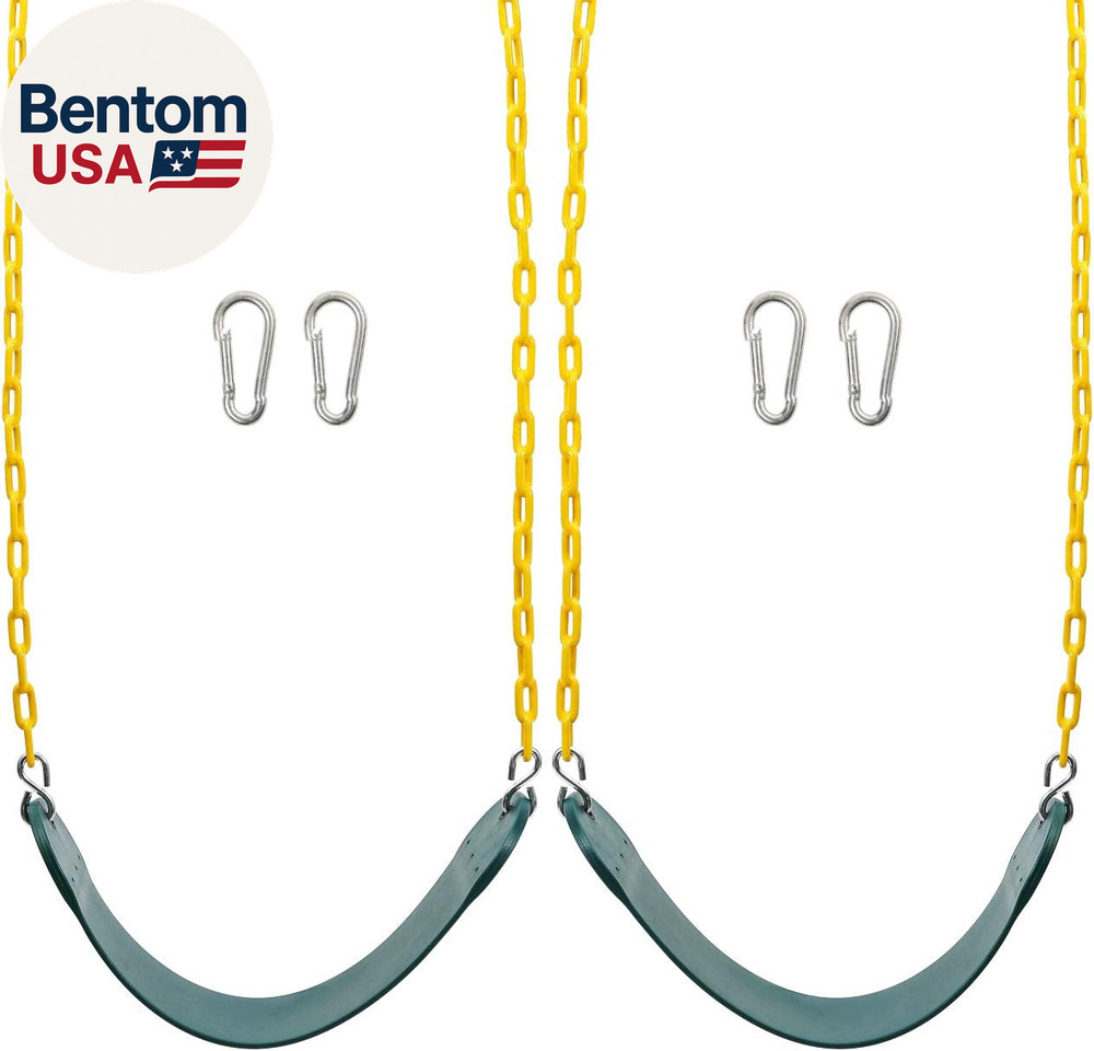 2PCS Swings Seats Heavy Duty with 66″ Chain, Playground Swing Set Accessories Re