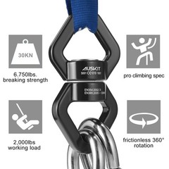 , Black Swing Swivel, 30 KN Safest Rotational Device Hanging Accessory