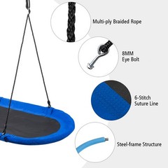 60″ Saucer Tree Swing Surf Outdoor Adjustable Kids Giant Oval Platform Swing Set