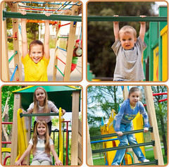 16.5″ Outdoor Monkey Bars for Backyard – Set of 12,Green Metal Outdoor/Indoor Mo