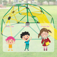 Climbing Dome with Slide, Kids Outdoor Jungle Gym Geometric Dome Climber, Steel