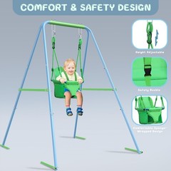 2-in-1 My First Toddler Swing Set for Backyard, Baby Indoor/Outdoor Swing wit…