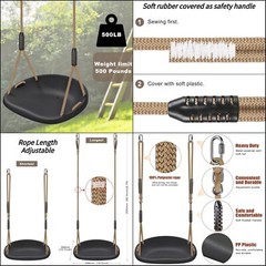 Heavy Duty Swing Seat for Adults Kids Tree Swing with Weather Proof Ropes Swing