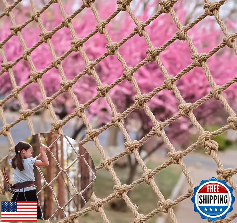 Hemp Rope Climbing Safety Net for Kids – Heavy Duty Child Protection Netting