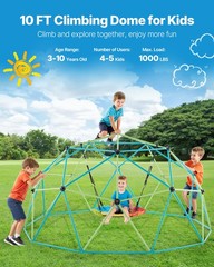 VEVOR Climbing Dome 10FT Geometric Dome Climber with Saucer Swing 1000LBS Loads
