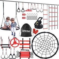 50 ft Ninja Warrior Obstacle Course for Kids with Tree Swing, Portable