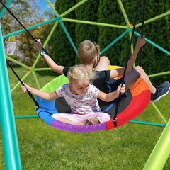 10 ft Climbing Dome Swing Set Jungle Gym w/Saucer Swing Outdoor Backyard Playset