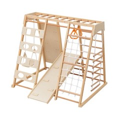 9in1 Slide and Climbing Wall for Toddlers 3+ Wooden Indoor Play 176 lbs Capacity