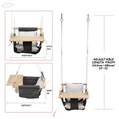 Toddler Swing, High Back Baby Swing with Detachable Tray (Grey)