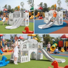 8-In-1 Toddler Slide Indoor Playground, Indoor Slide Toddler Playset for Toddler