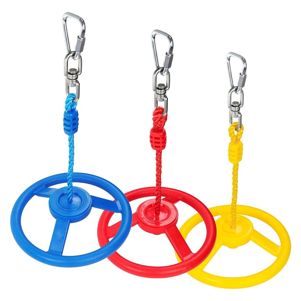 Rainbow Craft 3-Pack Ninja Wheel Obstacle for Kids – Swing Monkey Wheel for N…
