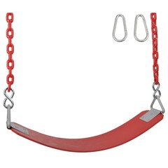 SWING SET STUFF INC COMMERCIAL RUBBER SEAT WITH 8.5 FT COATED CHAIN (RED) 0319