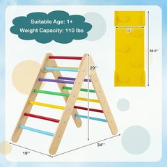 3-in-1 Wooden Climbing Triangle Set Triangle Climber w/ Ramp Multi-color