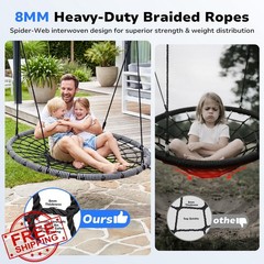 Trekassy 60″ Spider Web Tree Swing Grey+Black
