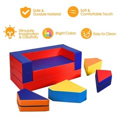 8 Pieces 4-in-1 Crawl Climb Foam Shapes Toddler Kids Playset Indoor Active Toy