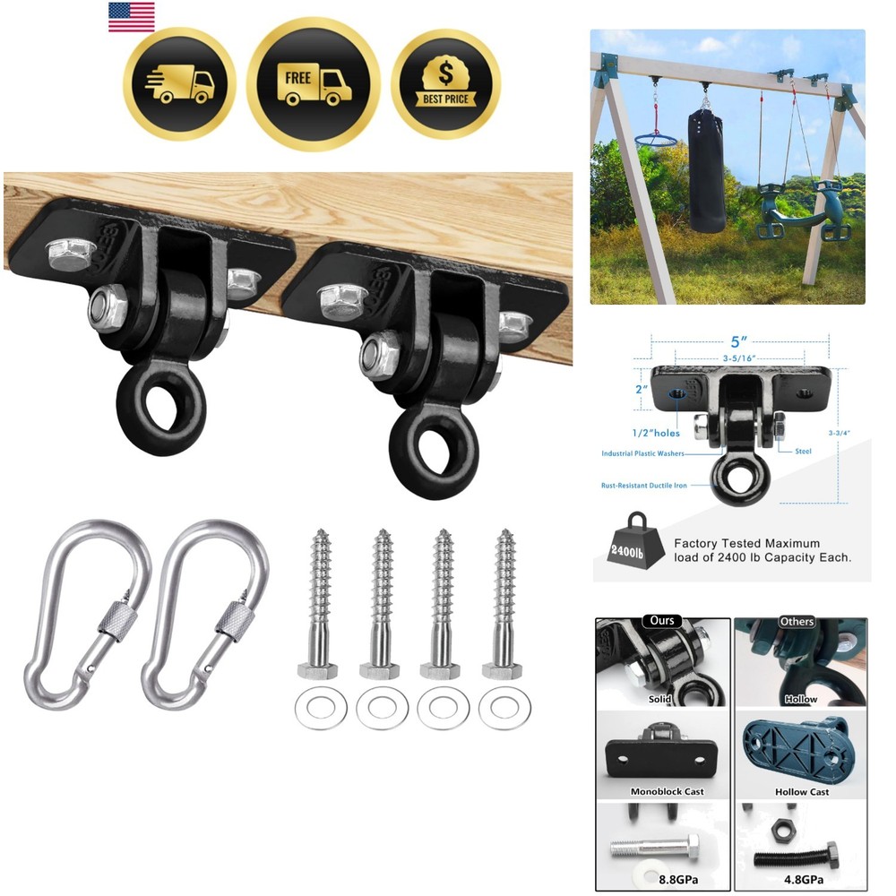 2400 lb Capacity Heavy Duty Swing Hangers for Wooden Sets Playground Porch In…