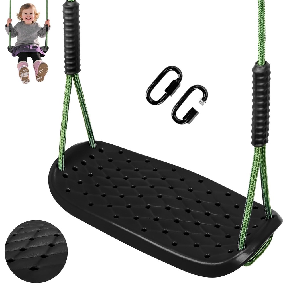 Heavy Duty Swing Seat Non-Slip Tree Swingset with Adjustable Rope and Carabin…
