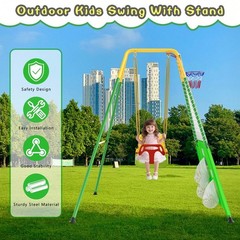 New 3in1 Kids Swing Set Backyard Indoor Toddler Swing With Basketball Hoop