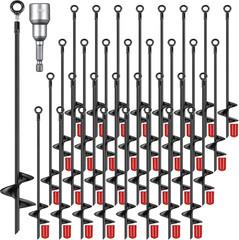 24 Pcs 18 Inch Ground Anchor Spiral Blade Heavy Duty Earth Anchors Swing Set Met