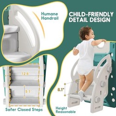 8 in 1 Toddler Slide Set, Kids Slide for Toddlers, Toddler Climber Slide Green