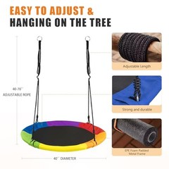 40 Inch Saucer Tree Swing for Kids Outdoor,Disc Round Swing with Waterproof