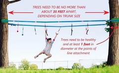Double Ninja Slackline Obstacle Course for Kids | 80 Foot Line | 80 feet Blue