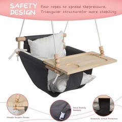 Toddler Swing, High Back Baby Swing with Detachable Tray (Grey)
