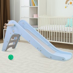 Kids Slide Playset Toddler Indoor Outdoor Climber Playground w/ Basketball Hoop