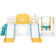 Kids Double Slides & Swing Set Toddler Playset Playground Indoor Outdoor
