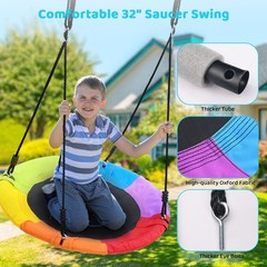 440lbs Outdoor Heavy-Duty Metal Playset for Kids with 3 Swing Seats for Backyard