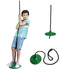 Heavy Duty Plastic Tree Swing – Disc Rope Swing with Leg Protectors – Green