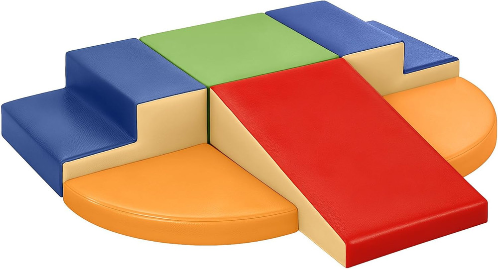 6-Piece Soft PU Leather Foam Climbing Blocks for Toddlers Indoor Play Set