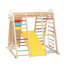 9in1 Foldable Kids Climbing Frame & Slide Wooden Toddler Ages 3+ 176LBS Capacity