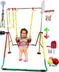 5-in-1 Kids Jungle Gym Set with Swing, Rings, Basketball Net + More