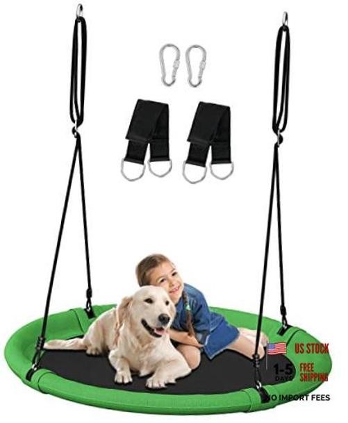 40 Inch Saucer Tree Swing Set for Kids & Adults, Adjustable Swing 40 inch Green