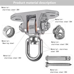 Heavy Duty Swing Hanger Stainless Steel 304 Antirust,1200 lb Capacity 360°