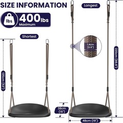 Black Rope Swing Seat Adults & Toddler Heavy Duty Tree Swing W/ Ergonomic