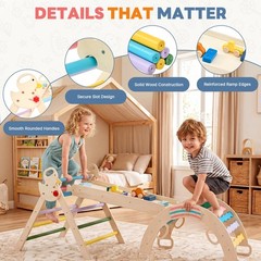 9-in-1 Pikler Triangle Set for Toddlers, Foldable Montessori Climbing Toys In…