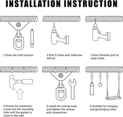2 Pack of Heavy Duty Swing Hangers 2000 LB Capacity with 360 Swivel Stainless S
